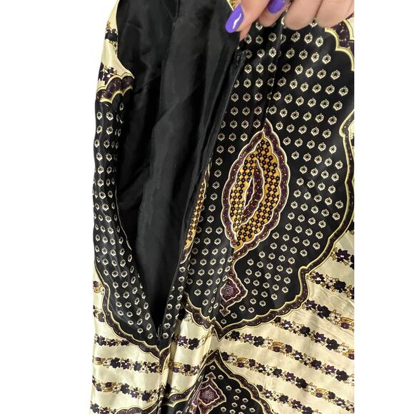Anthro Nell Couture Y2K Dress 0 XS Black Cream Silk Dashiki Floral Boho Chic - Picture 6 of 12